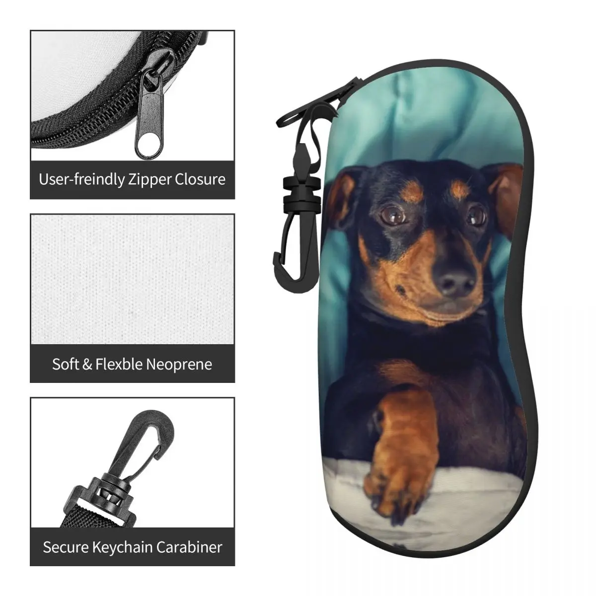 Occhiali da sole bassotto personalizzati custodia morbida in Neoprene con cerniera in tasso salsiccia la custodia protettiva per occhiali per cani Wiener per occhiali