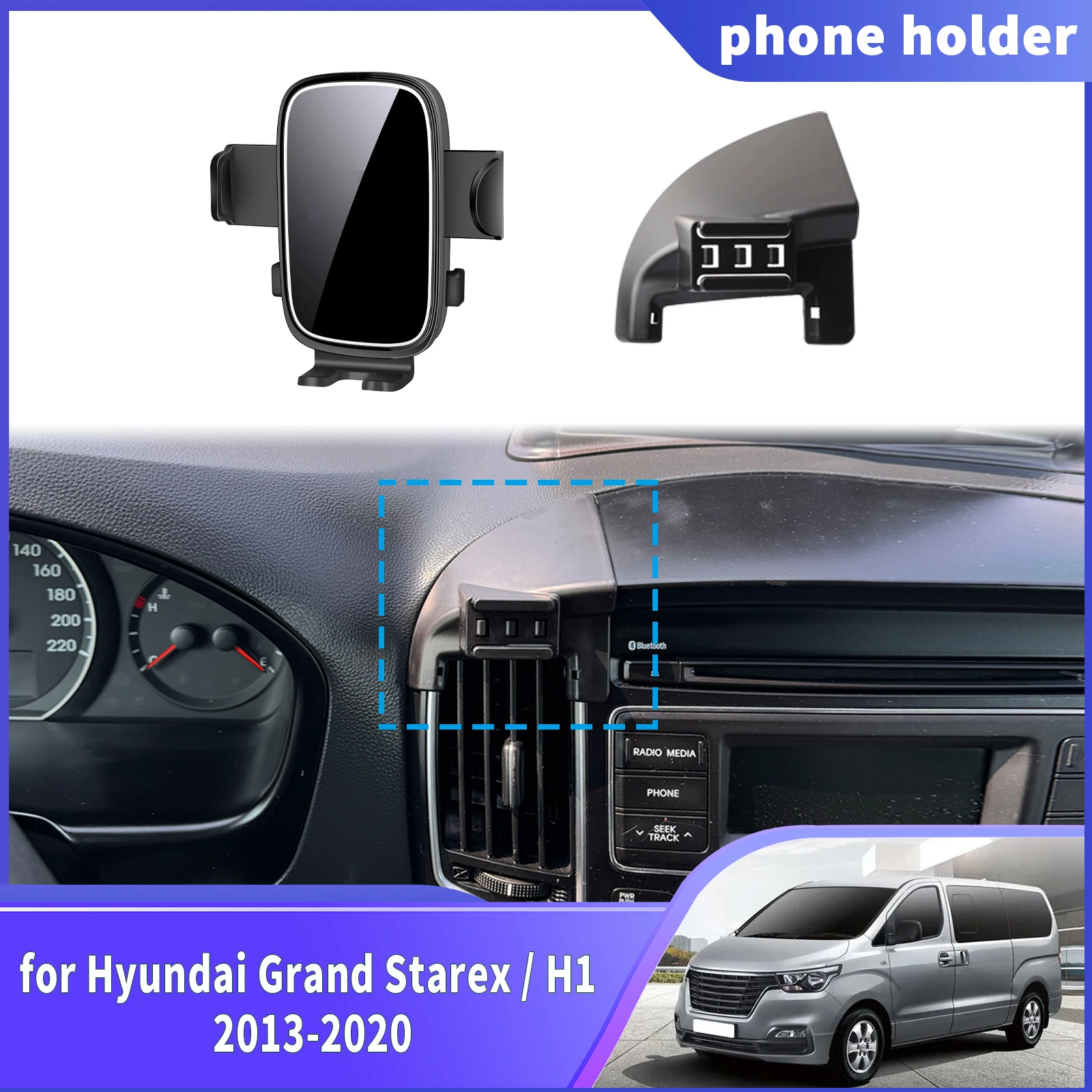 Suporte para telefone de navegação, para hyundai grand starex/h1 lhd 2013-2018 2019 2020, acessórios personalizados para carro