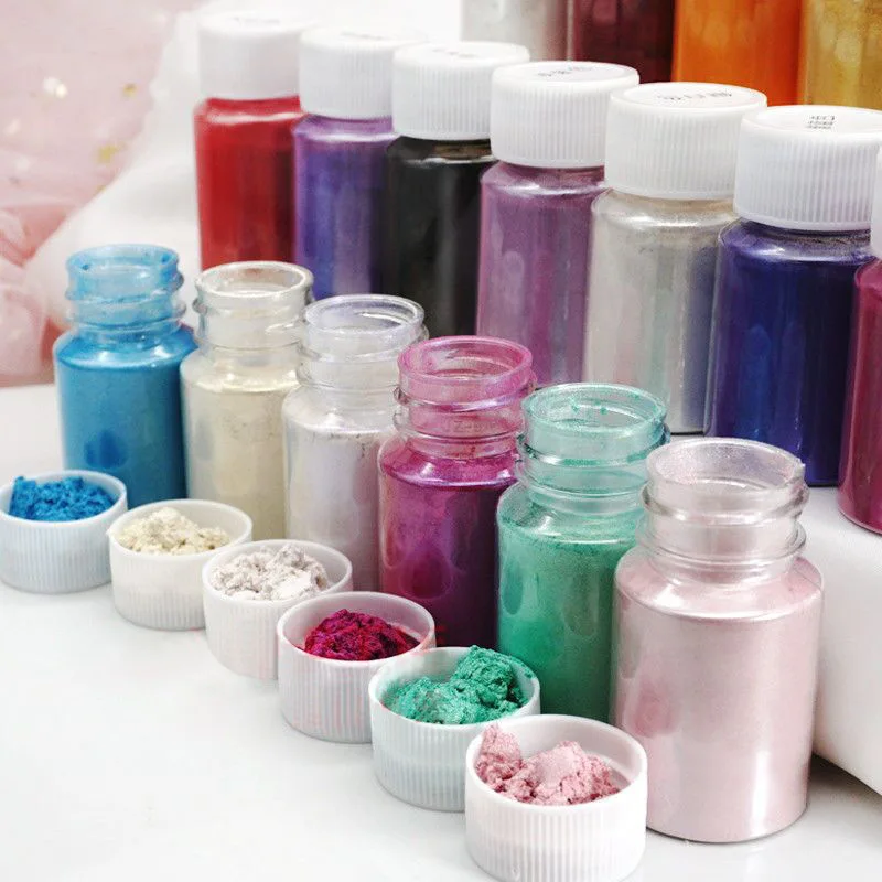 الاستقطاب اللون اللؤلؤ مسحوق الميكا 10 جرام/زجاجة الوحل الصابون شمعة الايبوكسي الراتنج تلوين أصباغ بيرليسسينت الأظافر النفط هلام الحبر