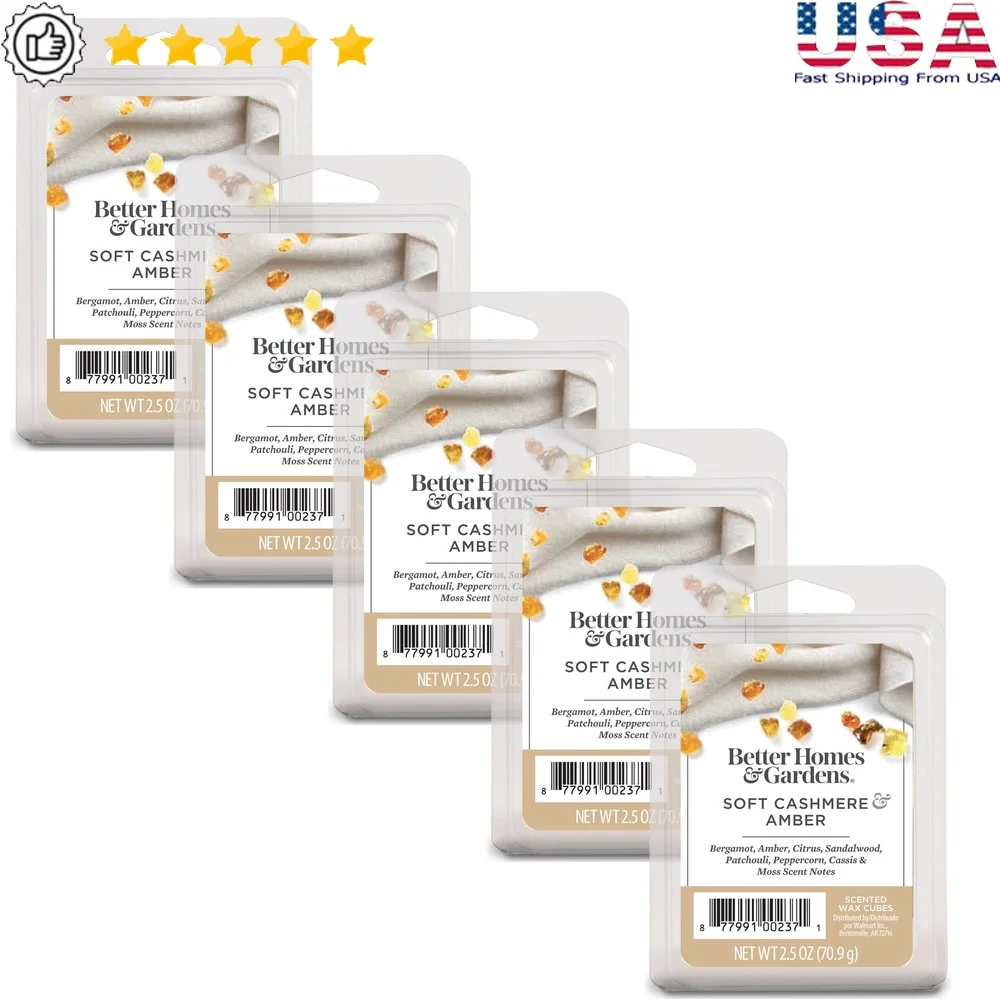

5 Pack Soft Cashmere Amber Scented Wax Melts Highly Fragranced Easy Cleanup No Flame Odor Eliminator Electric Wax Warmer