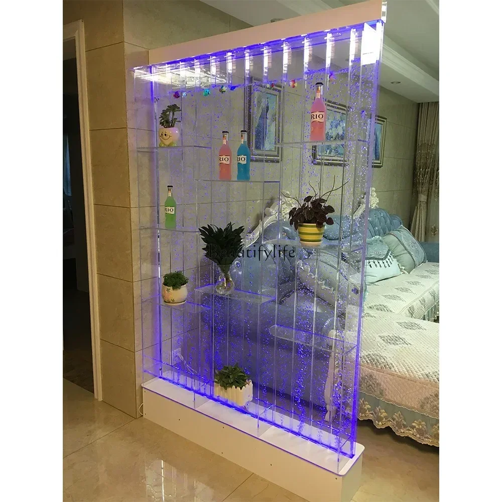 Large Acrylic Water Curtain Wall Bubble Flow Subareas Screens Customizable Size