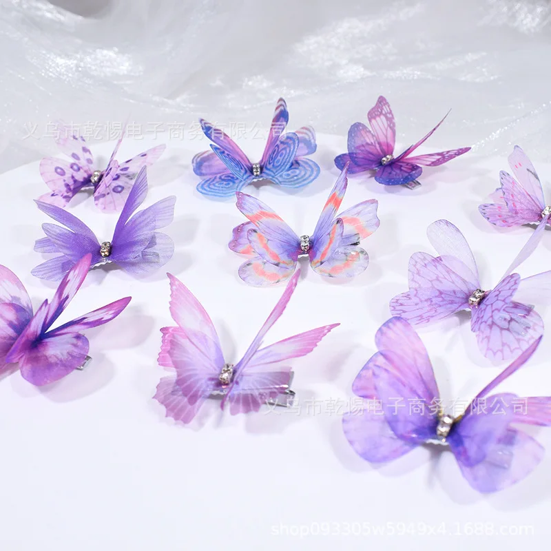 

10PCS Sweet Macarons Gradient Color Cute Butterfly Kids Hairpins Children Headwear Princess Barrette Girls Hair Accessories