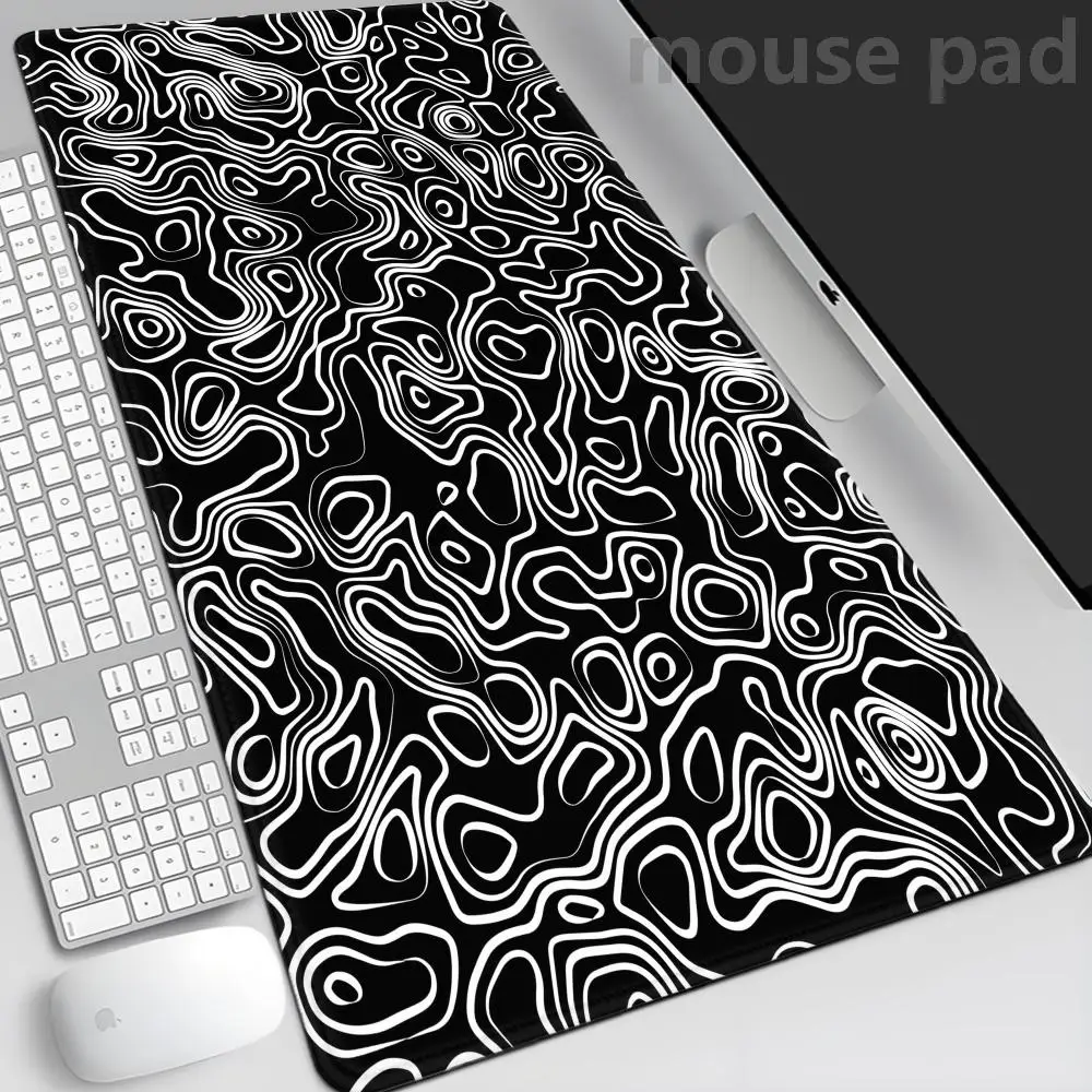 

1Pcs Gaming Mouse Pad Large Keyboard Pad 31.5 x 11.8in Topographic Mouse Pad Black and White Mouse Pad for Keyboard with Anti-Sl