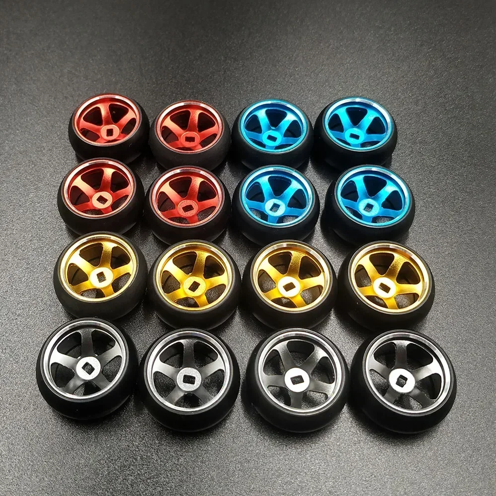 4pcs/set alloy rc wheel rim+ drift tire for 1/28 Wltoys K969 K989 P929 kyosho rally model car upgraded part