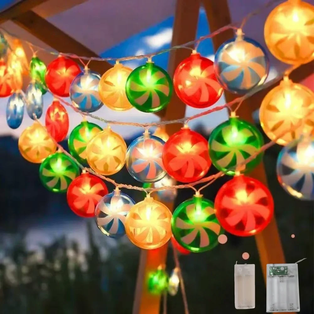 1 قطعة 1.5 متر/3 متر عيد الميلاد صندوق بطارية طاحونة مصاصة سلسلة ضوء ، خالية من البطارية ، زينة عيد الميلاد ، تستخدم لتزيين الحفلات