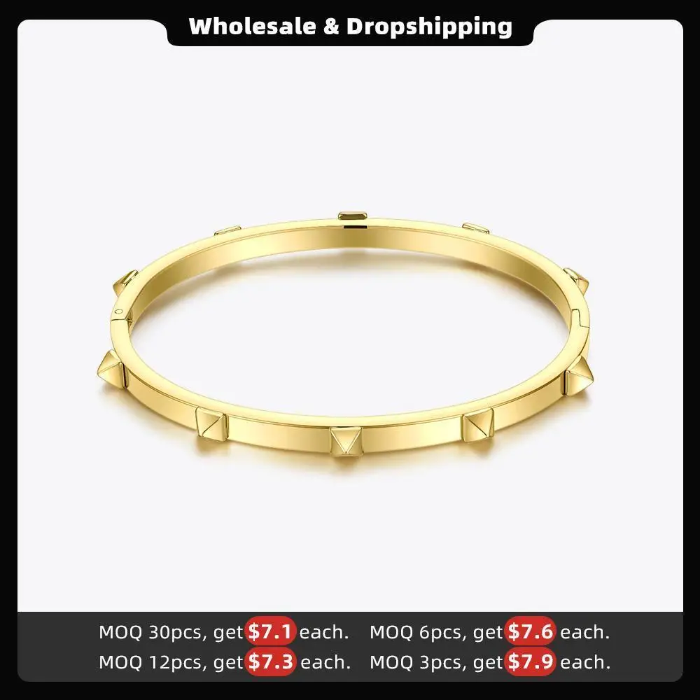 ENFASHION Pyramid Spikes Bracelet Gold Color Stainless Steel Cuff Bracelets Bangles For Women Fashion Jewelry Pulseiras B202076