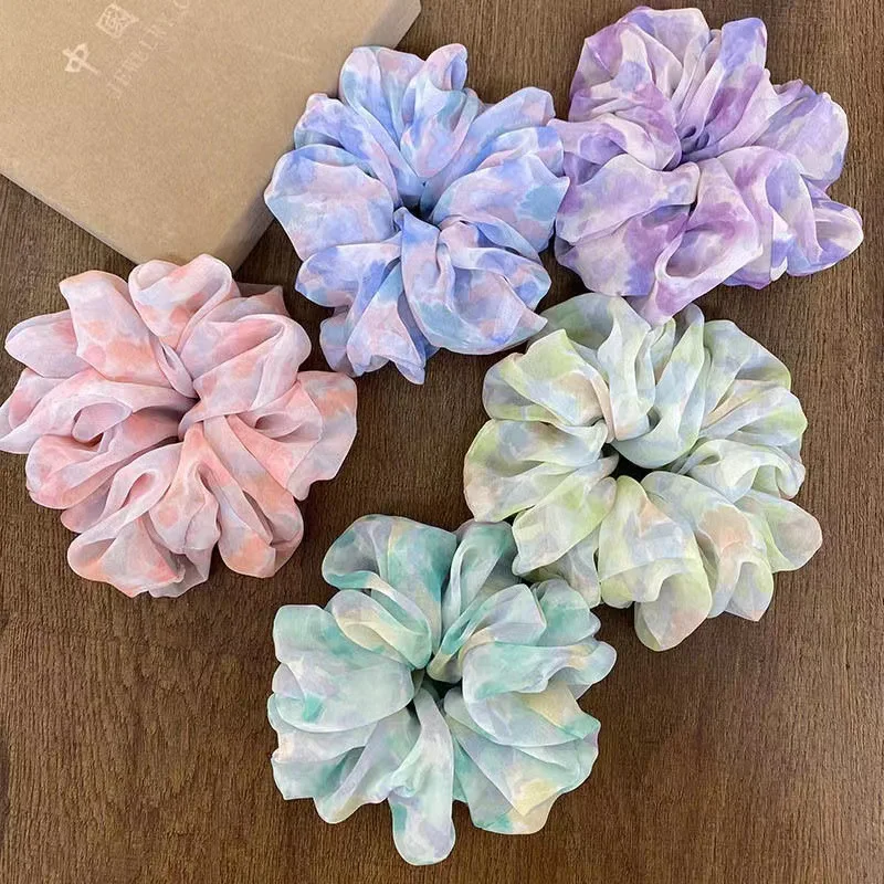 Frauen Haar Haar gummis Chiffon Blumen gedruckt Haarband für Mädchen Pferdes chwanz Halter Gummibänder Haar gummis Haarschmuck Geschenke