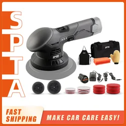 SPTA 12V Cordless Buffer Polisher 8mm Obrit DA Waxing Polisher with 1pc 2.0Ah Battery Variable Speed Polisher Kit For Waxing