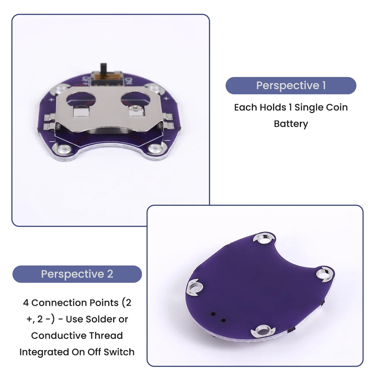 New 2 X Coin Cell Battery Holder for CR2032 - With Switch (2 Pcs)