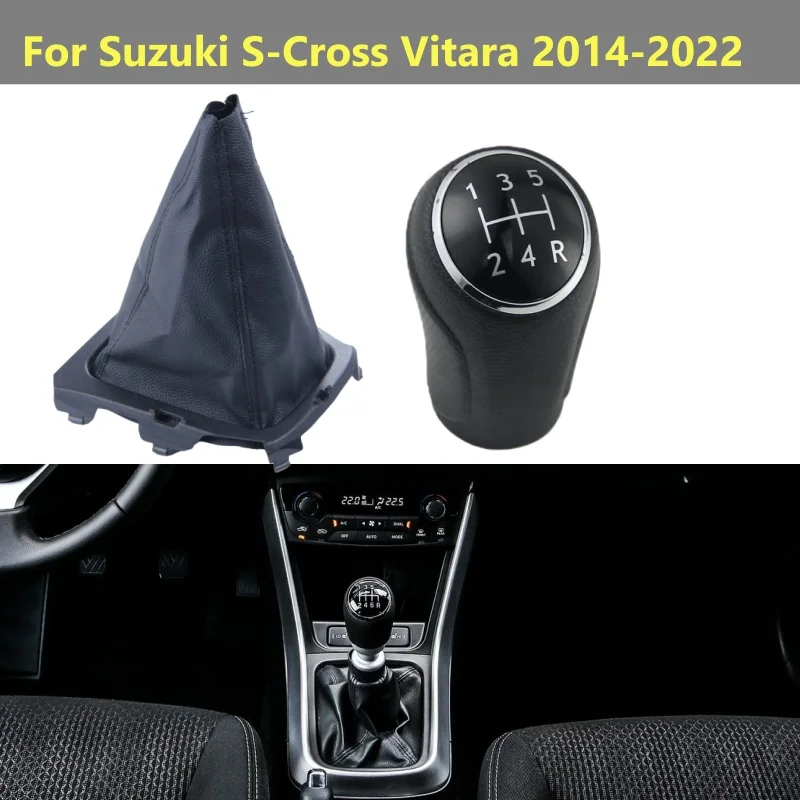 5 Speed Mannual Gear Shift Knob Gaiter Boot Cover Boot Case For Suzuki S-Cross Vitara 2014 2015 2016 2017 2018 2019 2020 2022