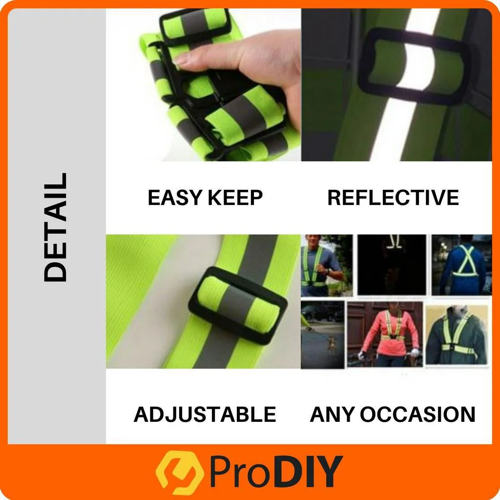 Adjustable Reflective Safety Belt Vest Fluorescent Green / Orange Night Visibility for Outdoor Sports