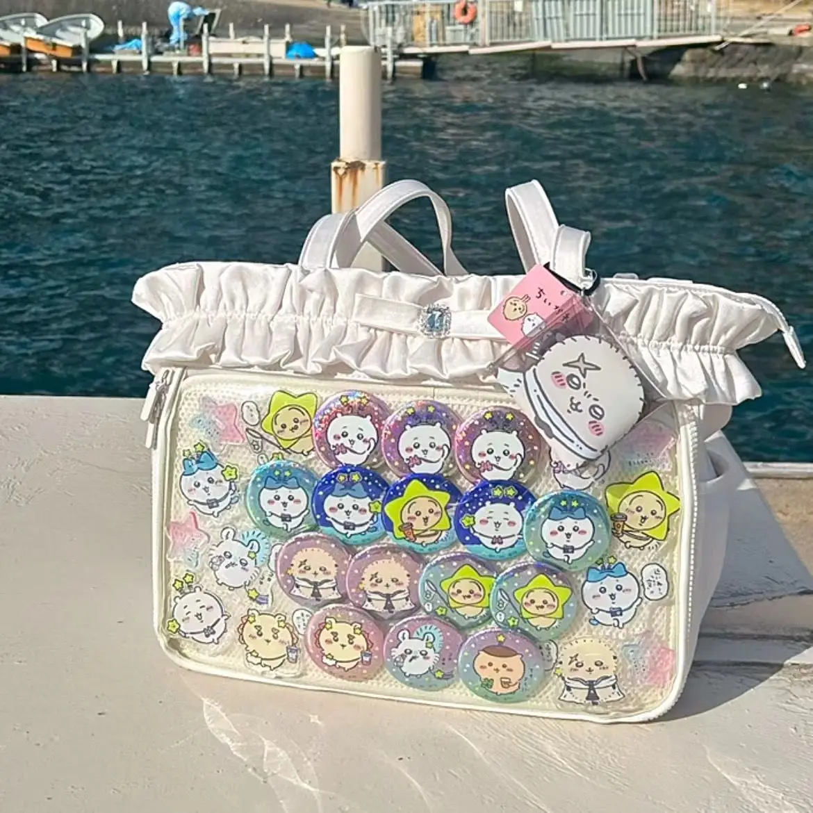 

JIAERDI Kawaii Ita Bags Women New Design Ruched Large Capacity Tote Bags Female Subculture JK Uniform DIY Badge Shoulder Bags