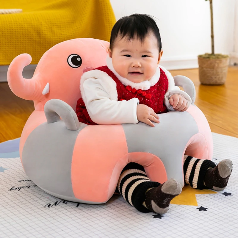 Supporto per divano per bambini Coprisedile Sedia in peluche Imparare a sedersi Comodo lettino da pavimento lavabile con soffio per nido per bambini in cartone animato