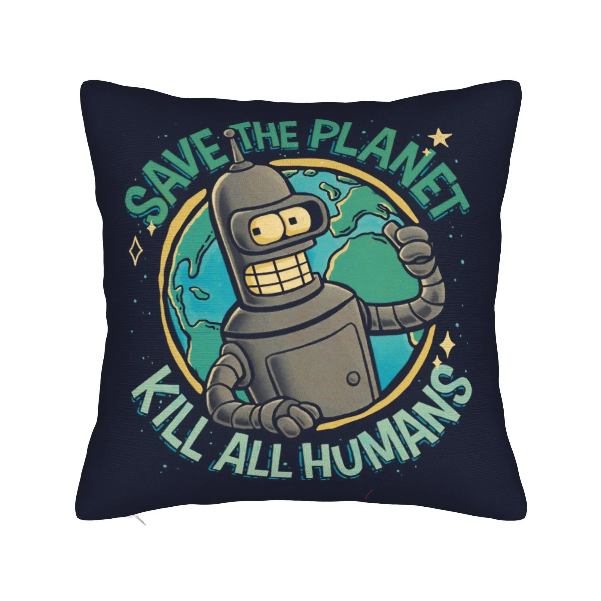Anime F-Futurama B-Bender  Pillowcase Printing Polyester Cushion Cover Decorations  Throw Pillow Case Cover Living Room Zipper