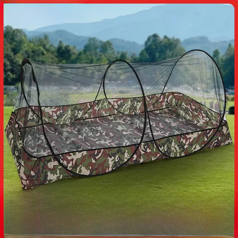 M Camouflage Camping Outdoor Dinner Single Mosquito Net with Bottom Surrounding Free Installation Portable Travel Encryption ...