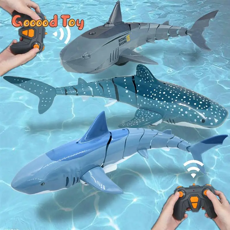 Smart Rc Boat 2.4G Simulation Remote Controlled Shark Animals Spray Water Electric Machine Toys for Boy Swimming Pool Children