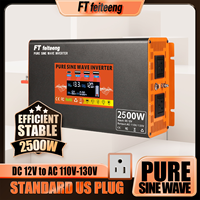 FT Feiteeng 2500W Pure Sine Wave Power Inverter 12V to 110V with US Plug for RV Truck Solar System Home Backup LCD Display