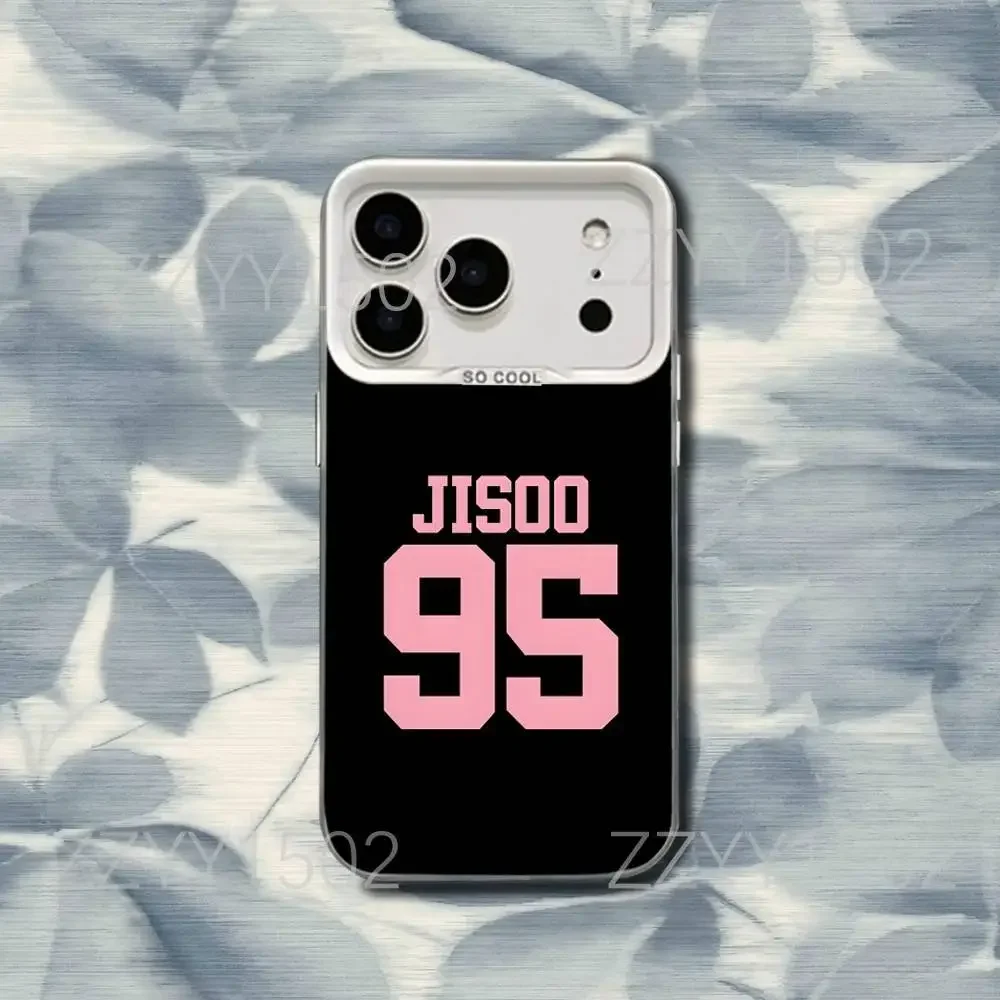 Funda KPOP L-LISA-S-J-JennieS-R-RoseSPhone para iPhone 17,16,15,14,13,12,X,8,Pro,Max,Plus,SE4,Air,Mini número blanco IMD HD mate