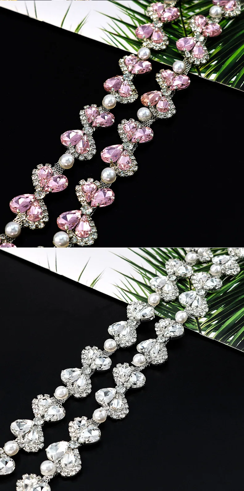 10 Yards Strass-Kettenbesatz, glänzender Kristall, Diamant-Zubehör, eingelegte Perlen, DIY-Handwerk, Geschenk, Dekoration, Diamant-Metallkette – Detail 4