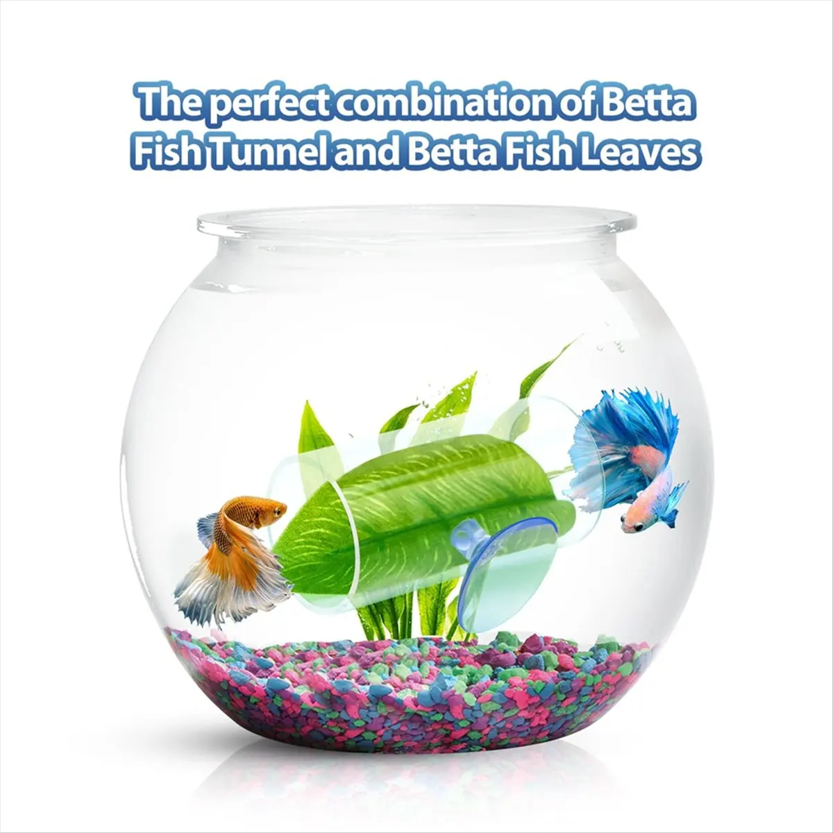 2026 NEW 2 Pack Fish Acrylic Tube Tunnel,BettaFish Leaf Pad Simulating the Natural Habitat for Spawning Grounds
