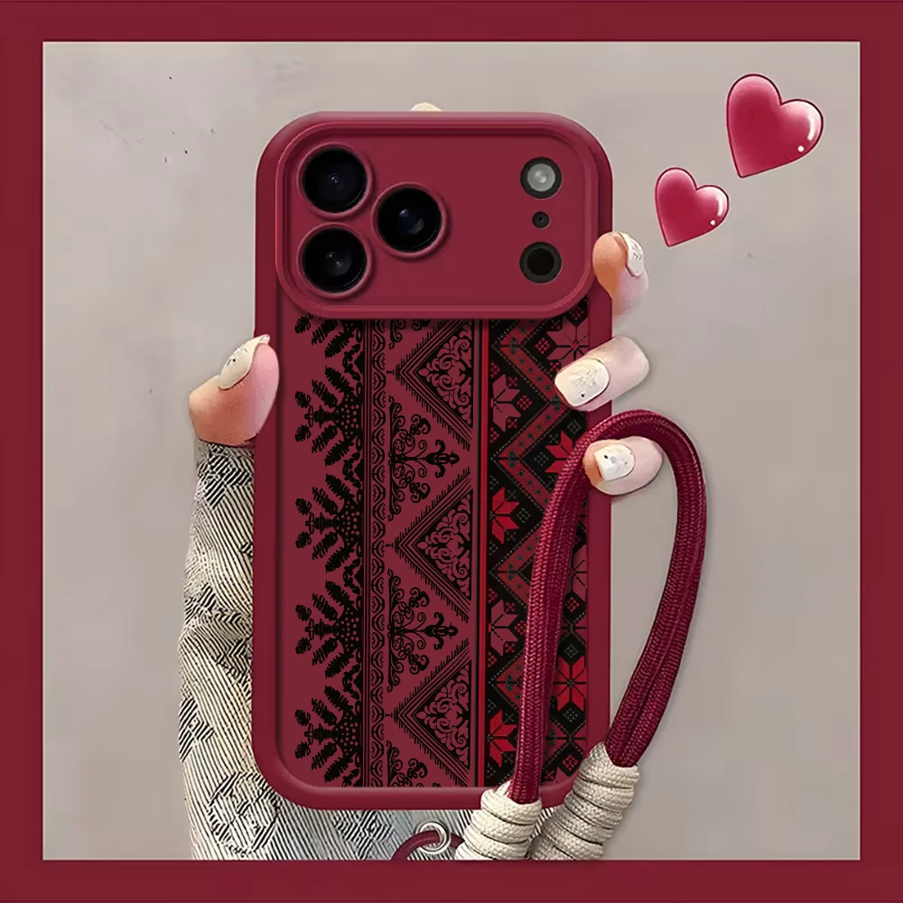 Europäischer Ethno-Stil Handgelenkband-Hülle für iPhone 16 17 Pro Max Hüllen iPhone 11 12 13 ProMax 14 15 Plus mit Lanyard Fundas – Detail 7