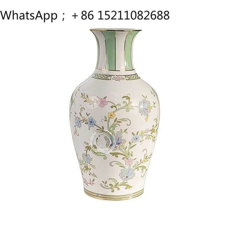 QJ living room wild cherry blossom vase ornament study retro ceramic flower arrangement vase