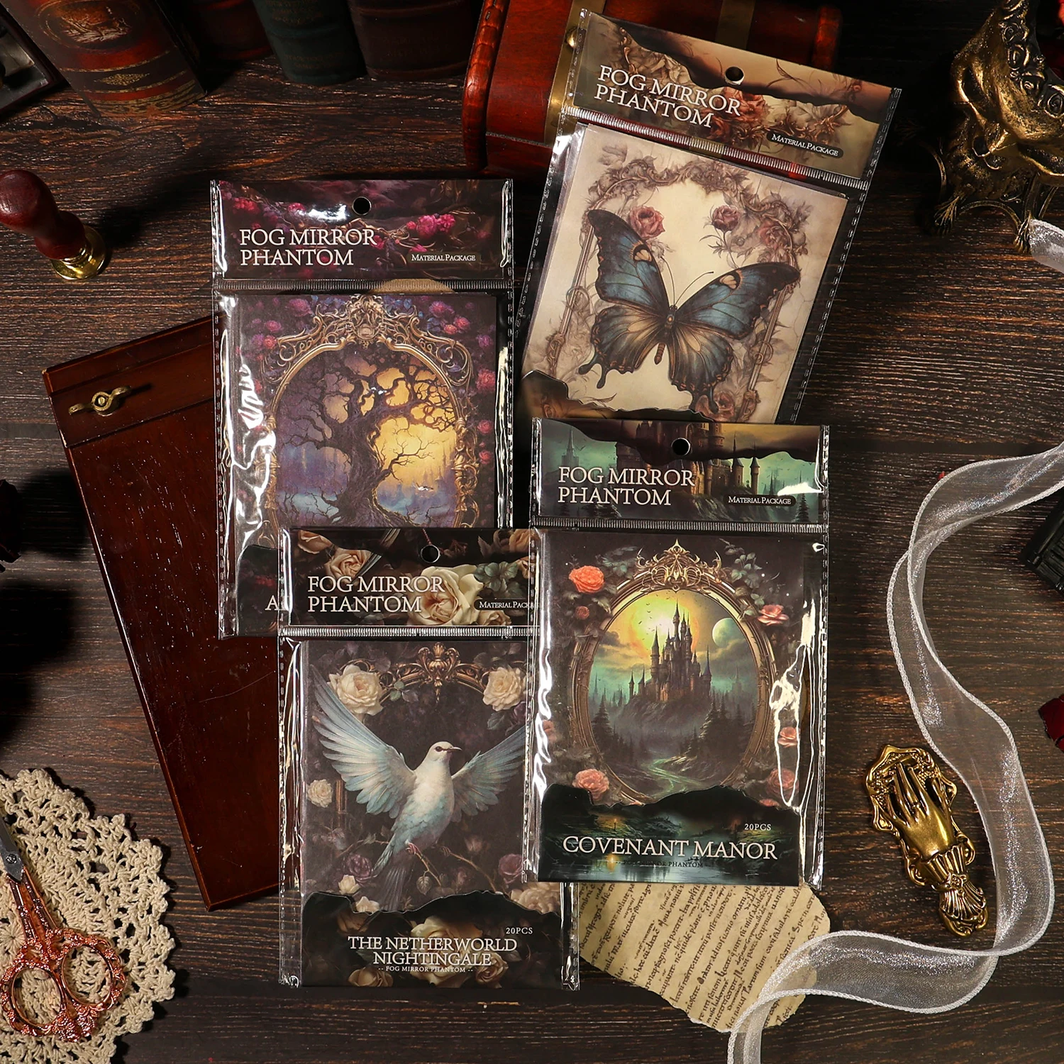

20 Pcs/pack Mist Mirror Phantom Vintage Scrapbook Paper Journaling Scrapbooking Supplies Kit Aesthetic Decorative Craft Paper