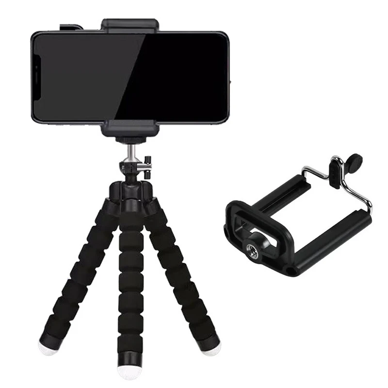 Trípode flexible para teléfono, trípode mini tipo pulpo de esponja para soporte de teléfono inteligente, para GoPro, linterna, soporte para cámara de teléfono.