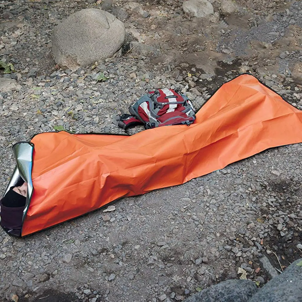 Portable Waterproof Emergency Survival Sleeping Bag Outdoor Edc Camping Gear Thermal Sack First Aid Rescue Kit Mylar Blanket