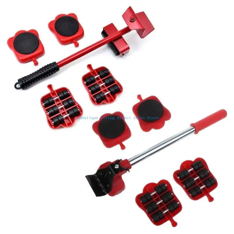 

Furniture Mover Tool Transport Lifter Heavy Stuffs Moving Wheeled Roller Bar Set