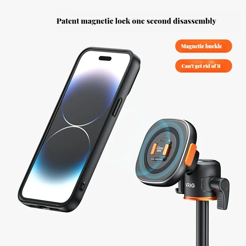 VRIG MG-01L Magnetic Phone Holder Stands for Magsafe to 1/4 AARI Screw Phone Mount for Iphone 15/14/13/12 Series Samsung Xiaomi