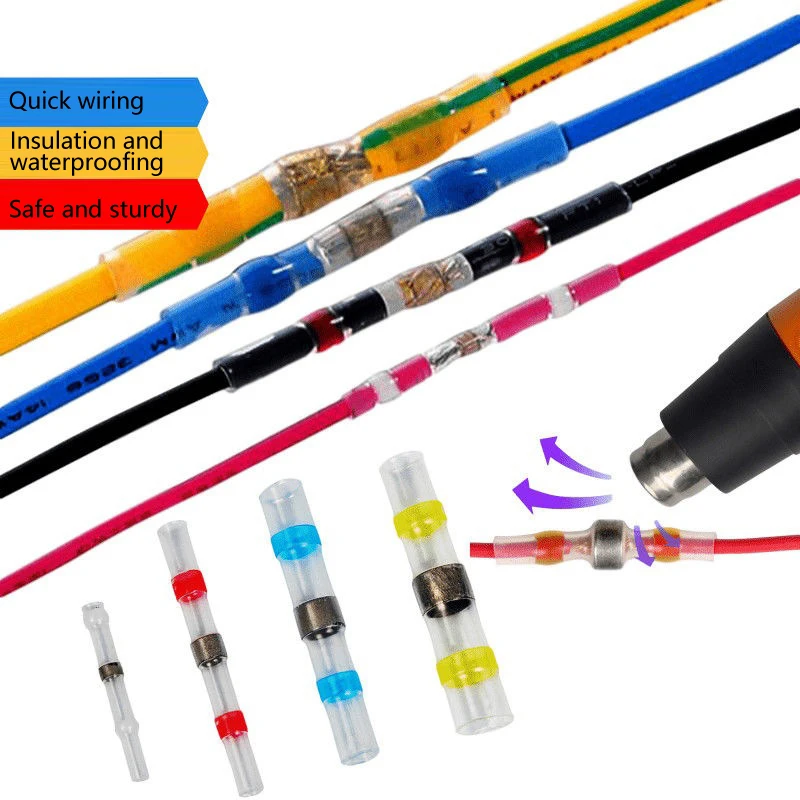 Solder Seal Wire Connectors Waterproof Electrical Cable Terminals Electrical Butt Splice Kit