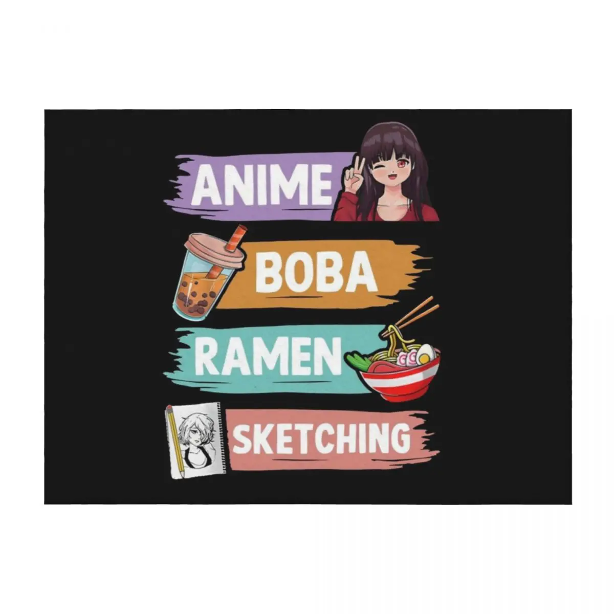 

anime boba ramen sketching otaku kawaii anime girl shirt Throw Blanket warm winter Thin wednesday Blankets