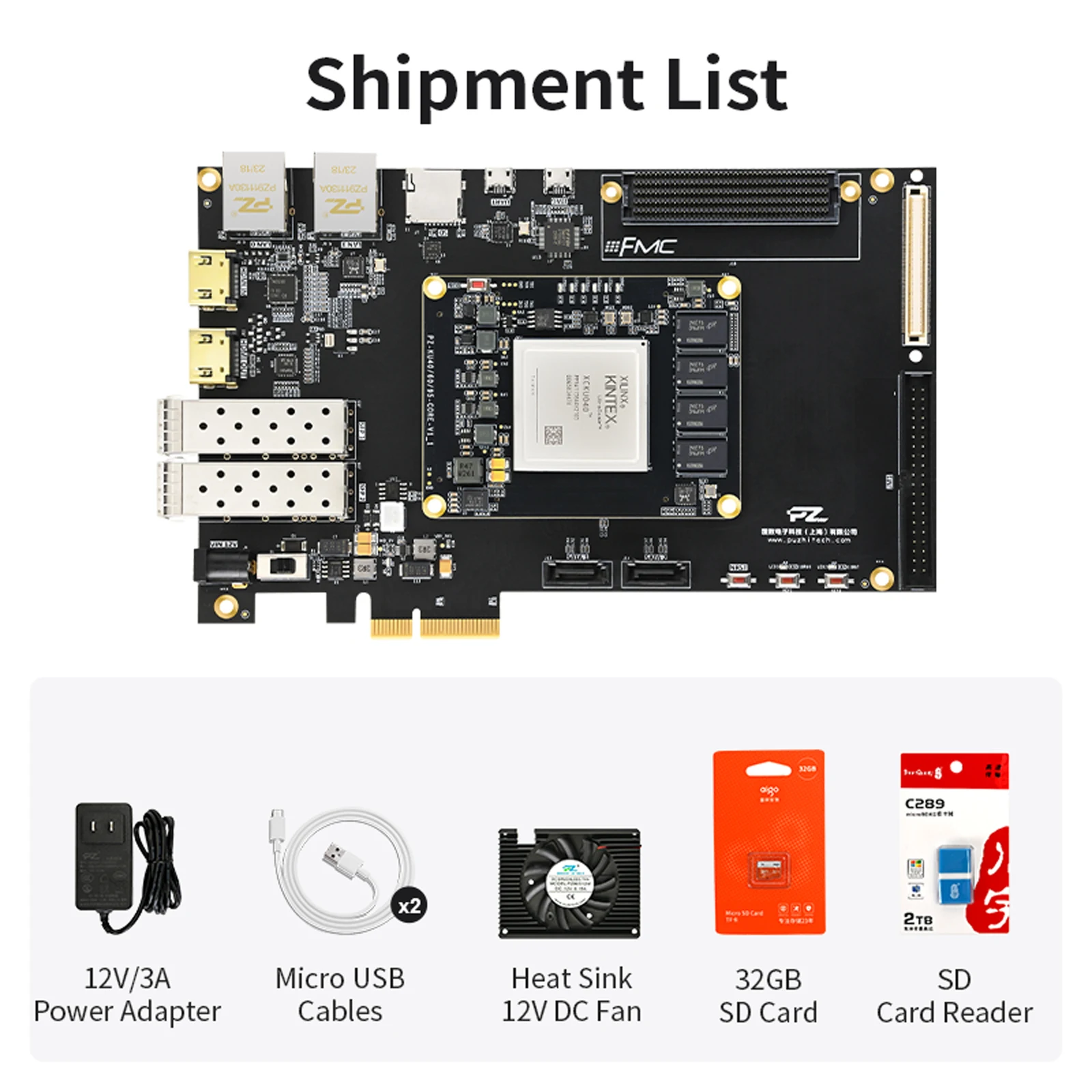 Puzhi KU040 KU060 FPGA Development Board Xilinx Kintex UltraScale XCKU040 XCKU060 Evaluation Kit PCIE 4K HDMI