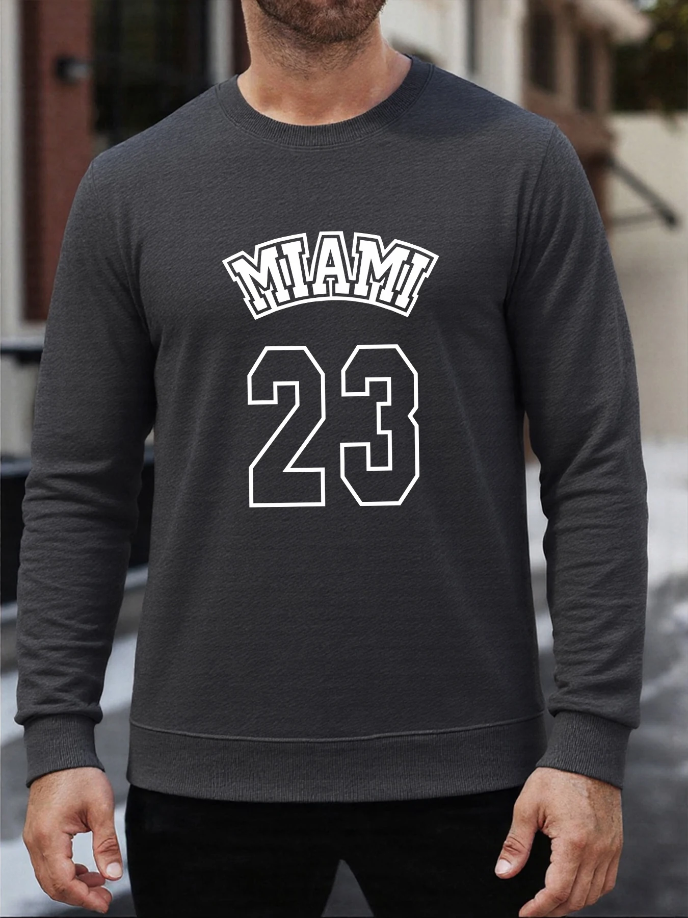 Miami Nummer 23, bedrucktes Sweatshirt für Herren, Herbst, Fleece, Sportbekleidung, Hip-Hop-Tops, Straße, Rundhalspullover, Unisex, modische Kleidung