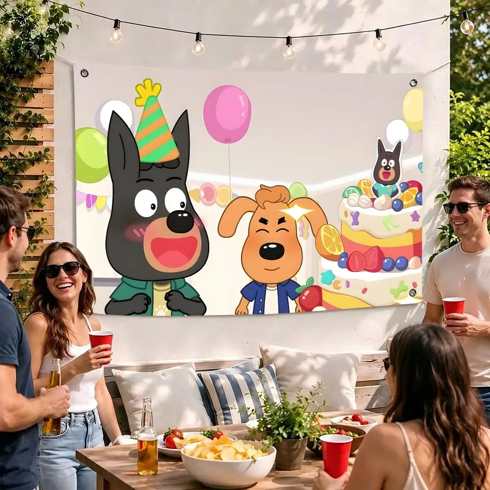 Cartoon Sheriff Labrador Flags Camping Outdoor Garden room Bedroom Decor Party Backdrops Wall Art Flags