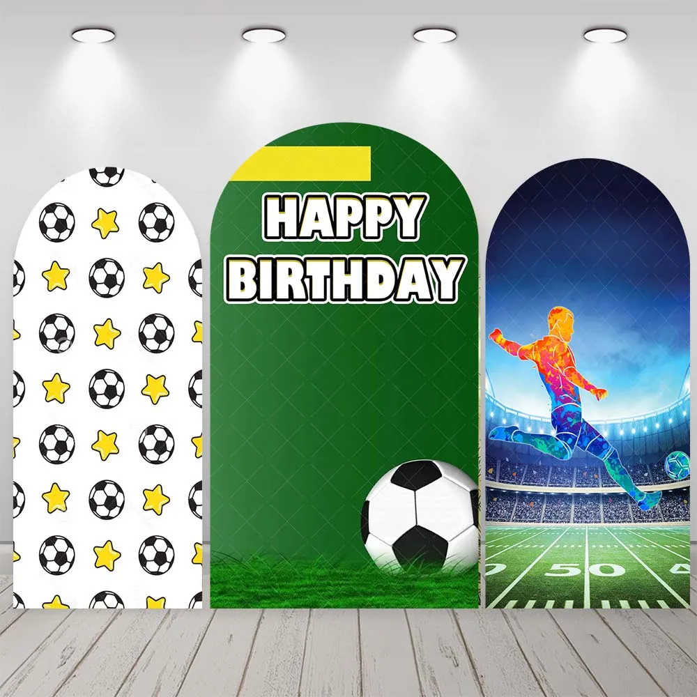 Soccer Theme Arch Backdrop Custom Boys Baby Shower Birthday Party Football Field Grass Decor Arched Cover Photography Background