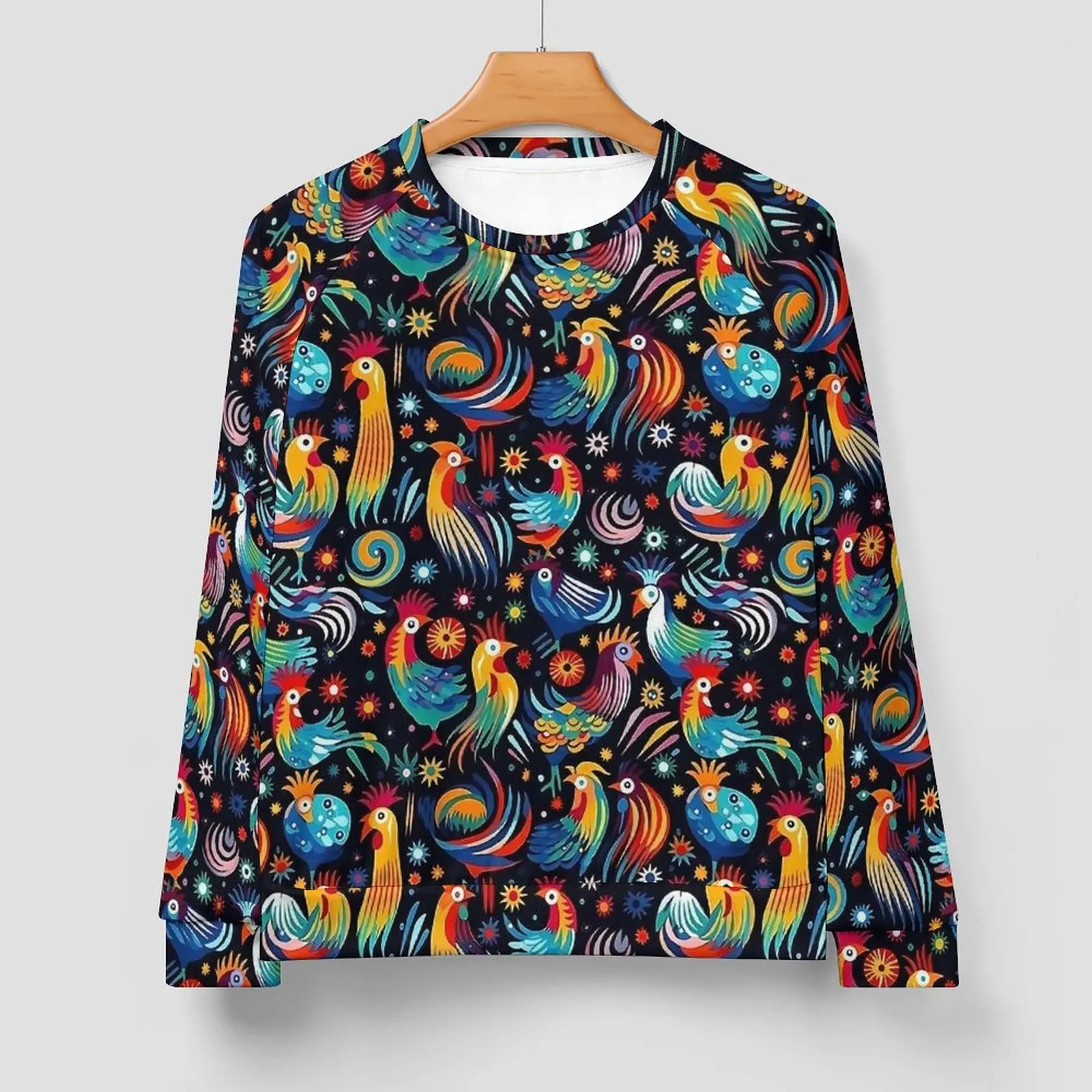 Whimsical Chickens Streetwear Sweatshirts Winter Abstract Animal Vintage Hoodies Men Oversized Outerwear Design O Neck Hoodie