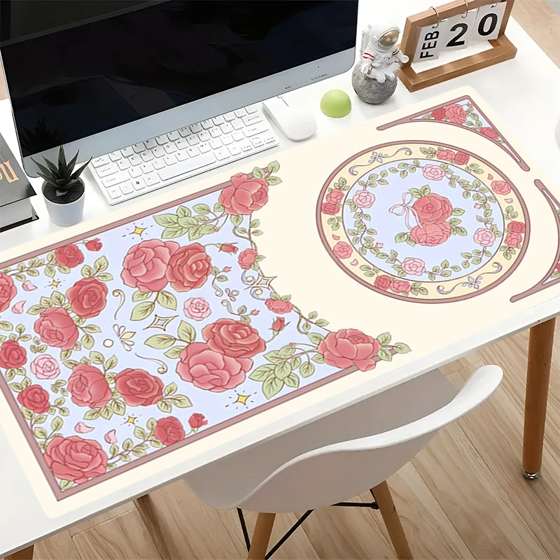 Exquisite Mouse Pad Vintage Flower Pattern office Table Mat Varmilo Keyboard Pad Gaming Accessories Minimally designed Mousepad