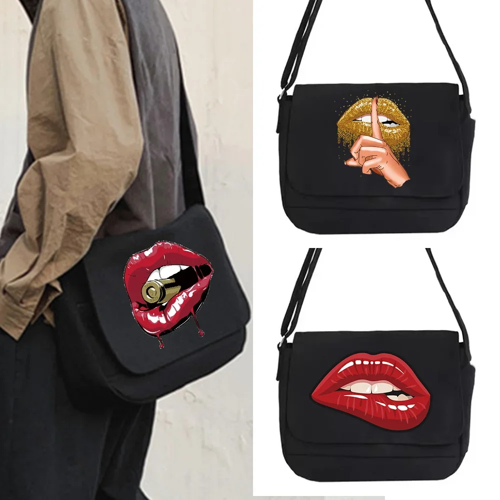 2022 Canvas Messenger Bag Women Casual Version Wild Postman Case Mouth Print Organizer ese Style Shoulder Crossbody Bags