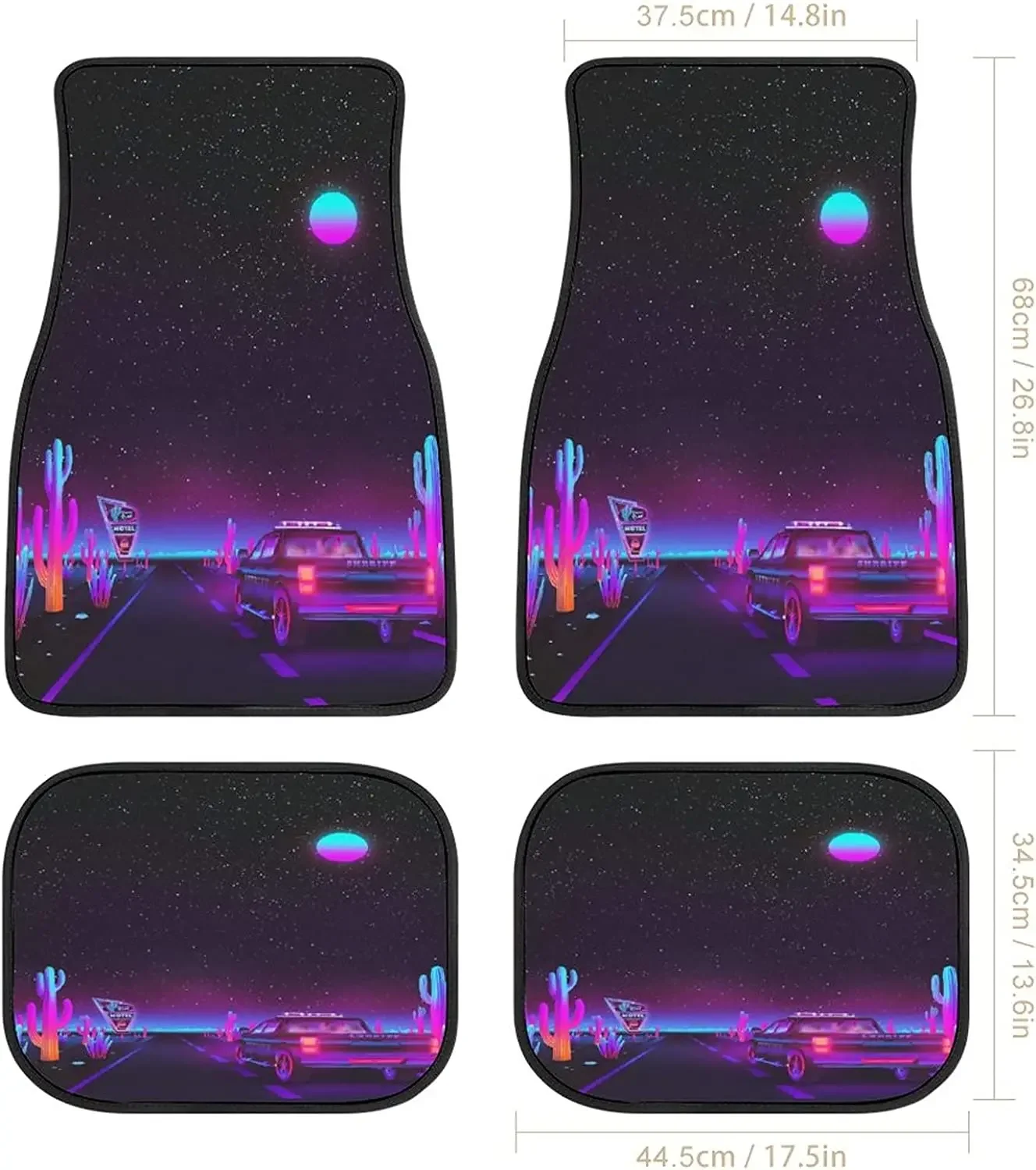 Neon Night Skyline Car Mats Universal Fit Car Floor Mats Fashion Soft Waterproof Car Carpet Front&Rear 4 Pieces Full Set Fit for