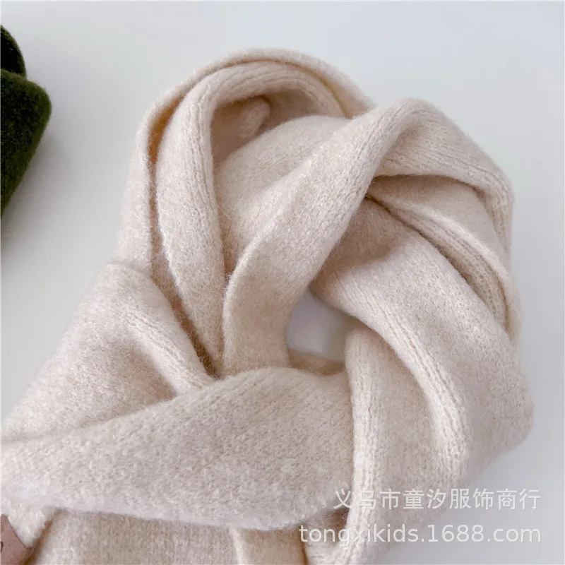 Autumn Winter Wool Baby Scarf for Kids Boy Girl Korean Fashion Solid Color Scraf Cashmere 15*130cm Scarf for 3-12 Year Children