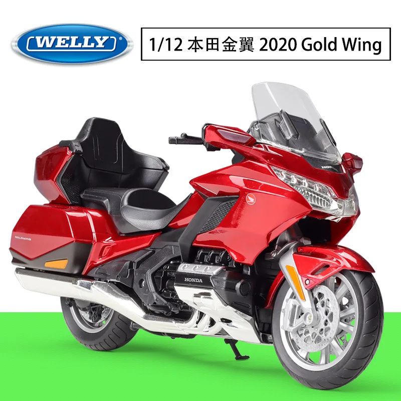 WELLY 1:12 HONDA 2020 Gold Wing Tour Motorcycle Metal Vehicle Alloy Toy Model Car For Children Gift Collection