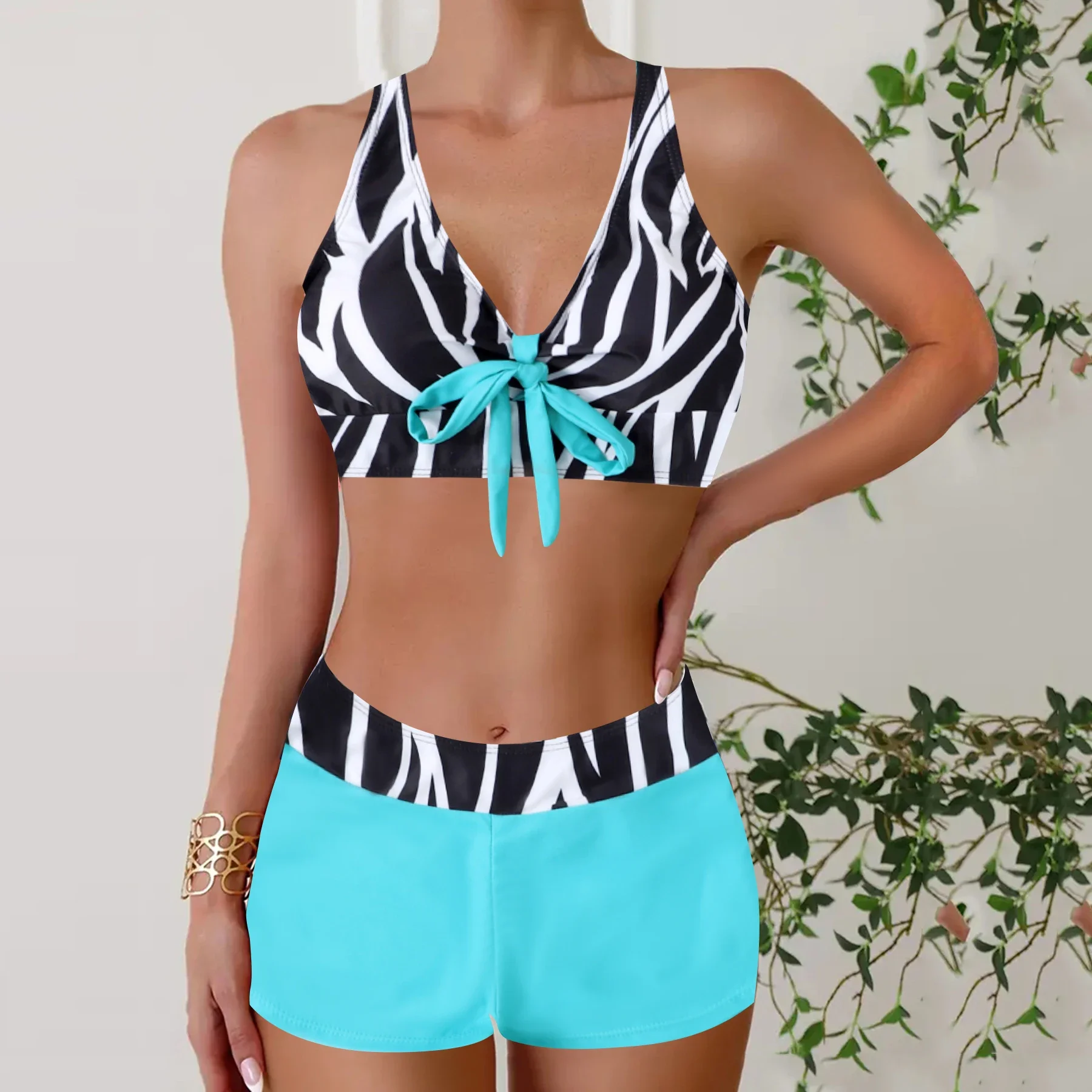 Women's Floral Print Tankini Set, Elegant 2pcs Bikini Swimsuit with Adjustable Straps and High Waist Bottoms Summer Beachwear
