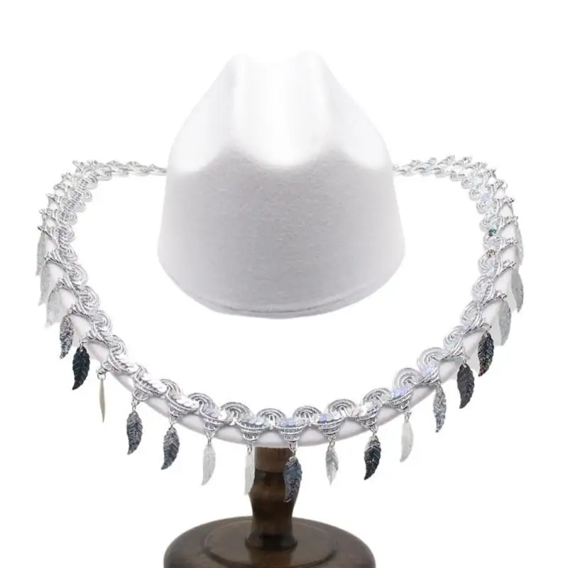 39BD Funny Party Hats Cowboy Hat Western Hat Womens Adult Cowboy Hat Fringe Fedora Hat Costume Accessories
