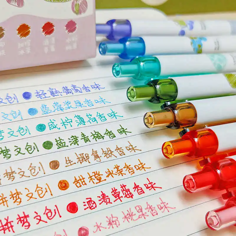 

4pcs Creative Fruit Scented Color Gel Pens Set 0.5mm Quick Drying Ink Writing Pen Student Multi-functional Stationery Pens