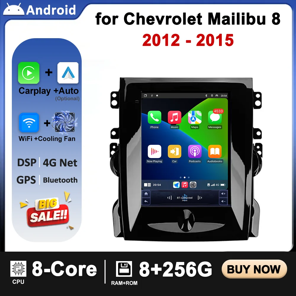 

9.7 inch For Chevrolet Malibu 8 2012 - 2015 Car Radio Multimedia Player GPS Navigation Stereo Android 14 8GB+128GB WIFI Carplay
