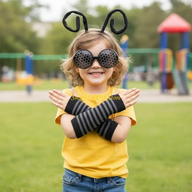 Phụ kiện trang phục nhân vật hoàn chỉnh DXAE Kính đeo đầu có thể co giãn và bao tay để sử dụng trên sân khấu