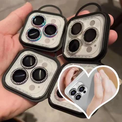 Diamond Bling Metal Glass Camera Lens Protector for IPhone 15 14 13 11 Pro Max Plus 12 Mini 15Pro 14Pro Women Ring lens Cover