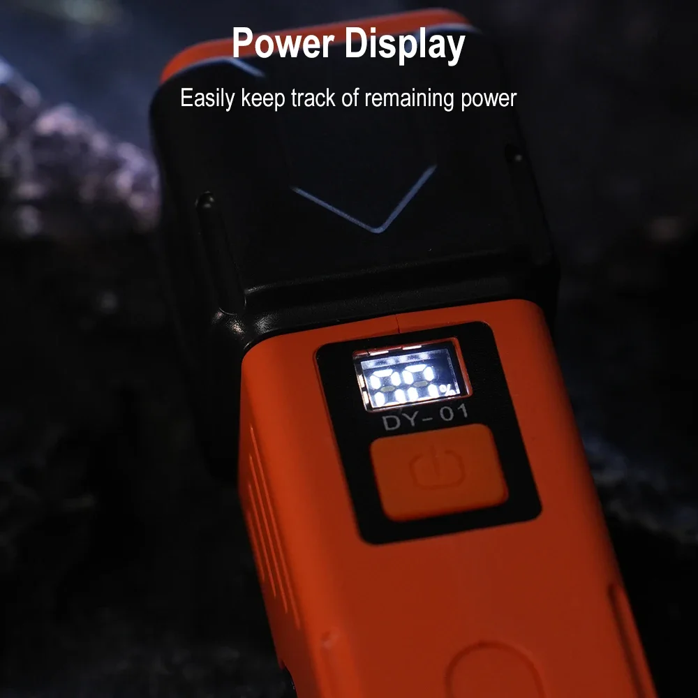 BORUiT 300LM LED Work Light Zoom Flashlight Type-C Rechargeable Power Bank Torch Magnetic Repair Lamp Safety Hammer Lantern
